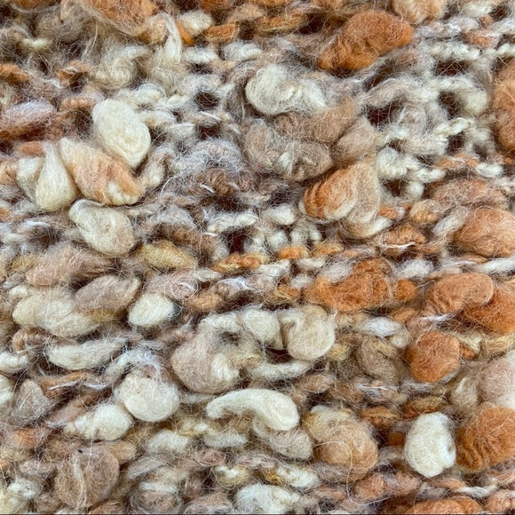 Cowl turtleneck unique poof puff natural earthy color knit sweater - Picture 5 of 5